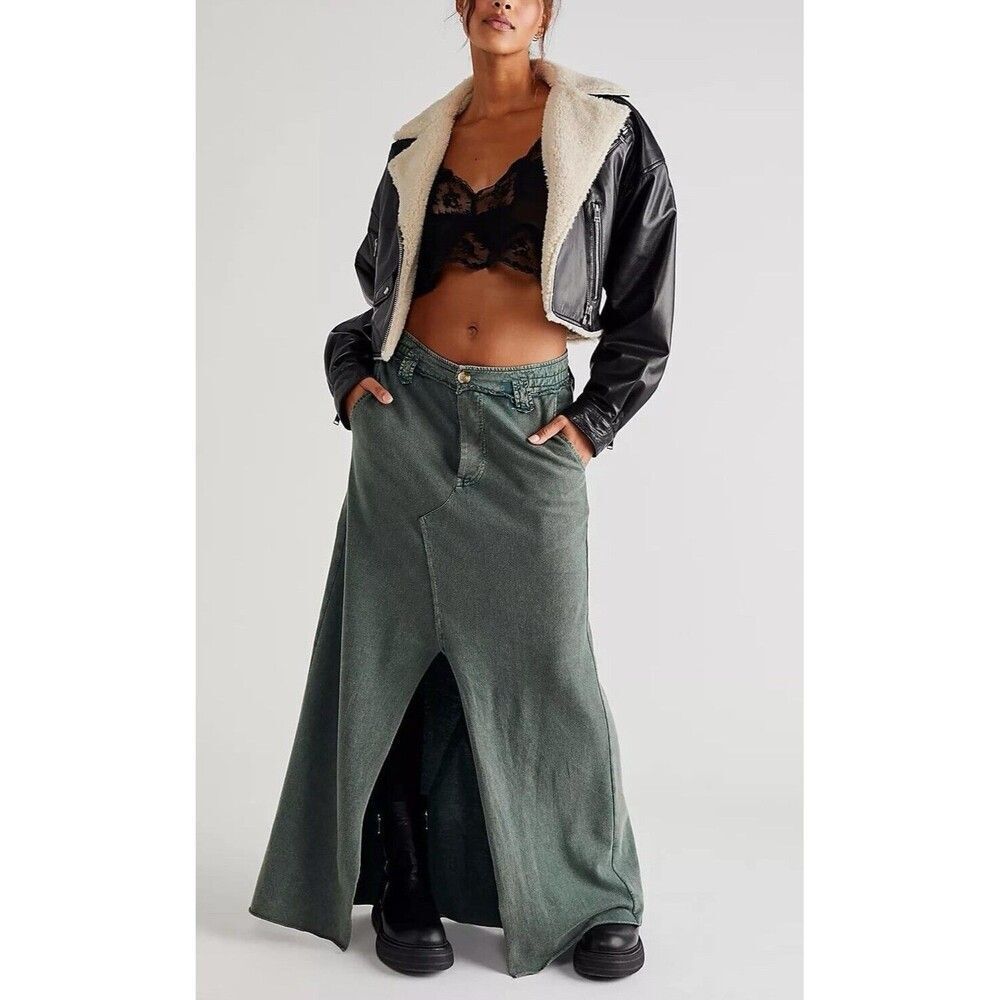 Free People FP One Kona Maxi Long Skirt Cotton Button Endless Summer Sz XS New